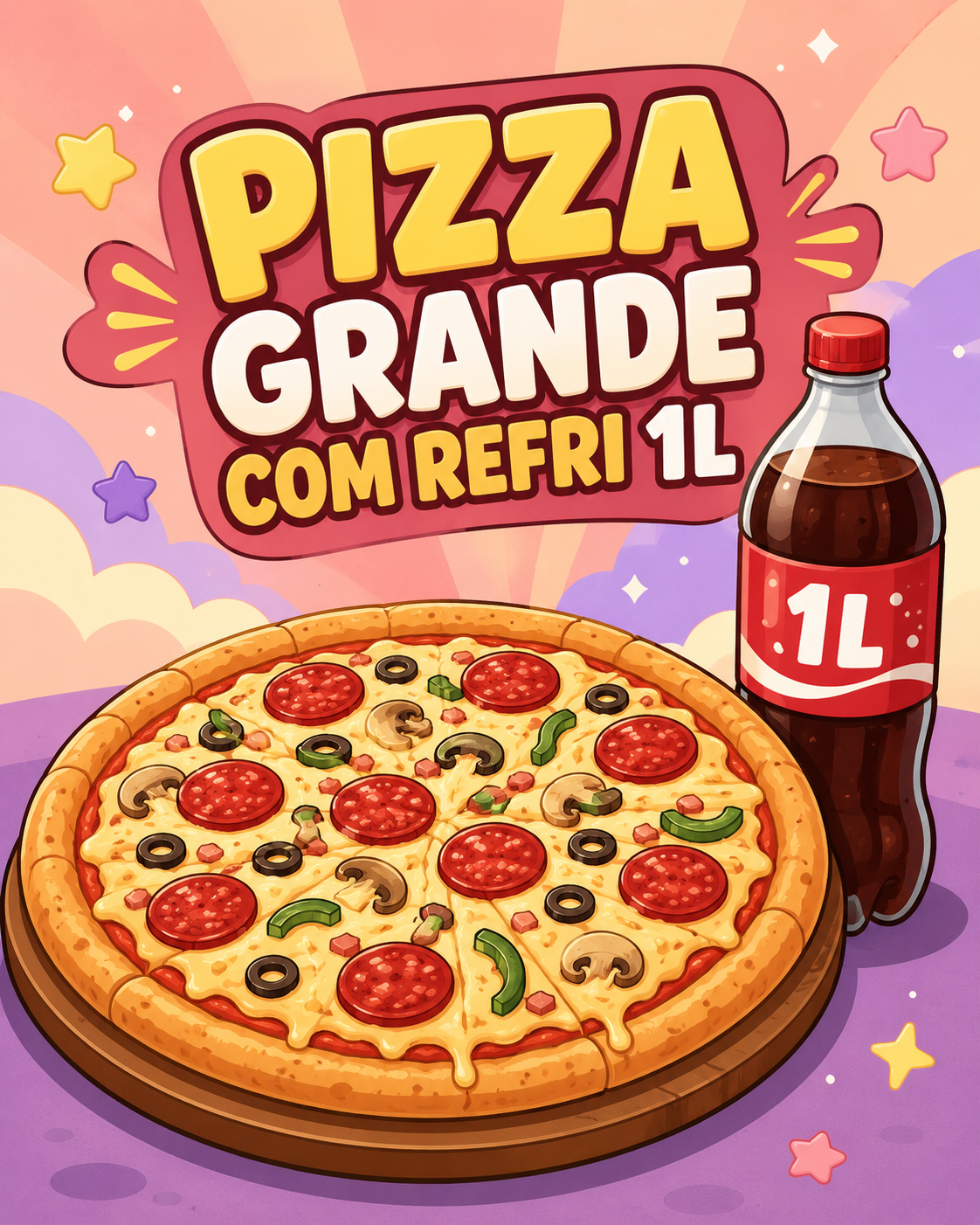PROMOÇÃO PIZZA GRANDE COM REFRI 1L